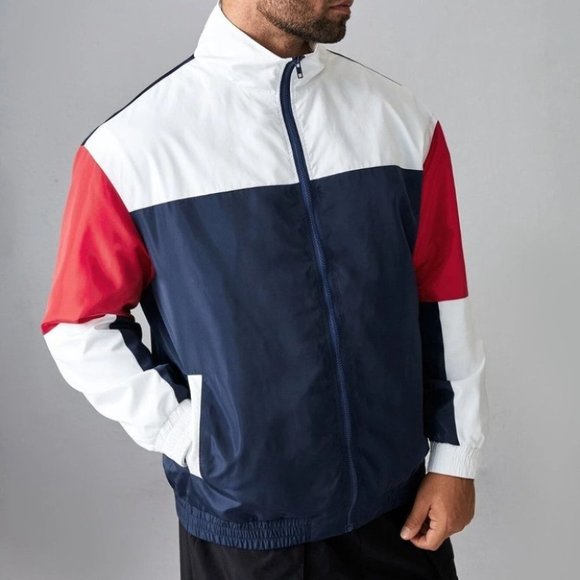 Casual Men's Colorblock Zip Up Jacket - Picture 5 of 5